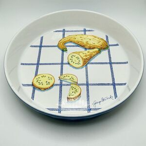 Vintage 70's Georges Briard Squash/Zucchini/Gourd Stoneware Baking Dish Blue